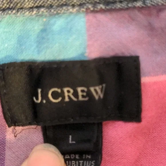 JCrew Size L Colorful Plaid Print Short Sleeve Shirt - Picture 6 of 8